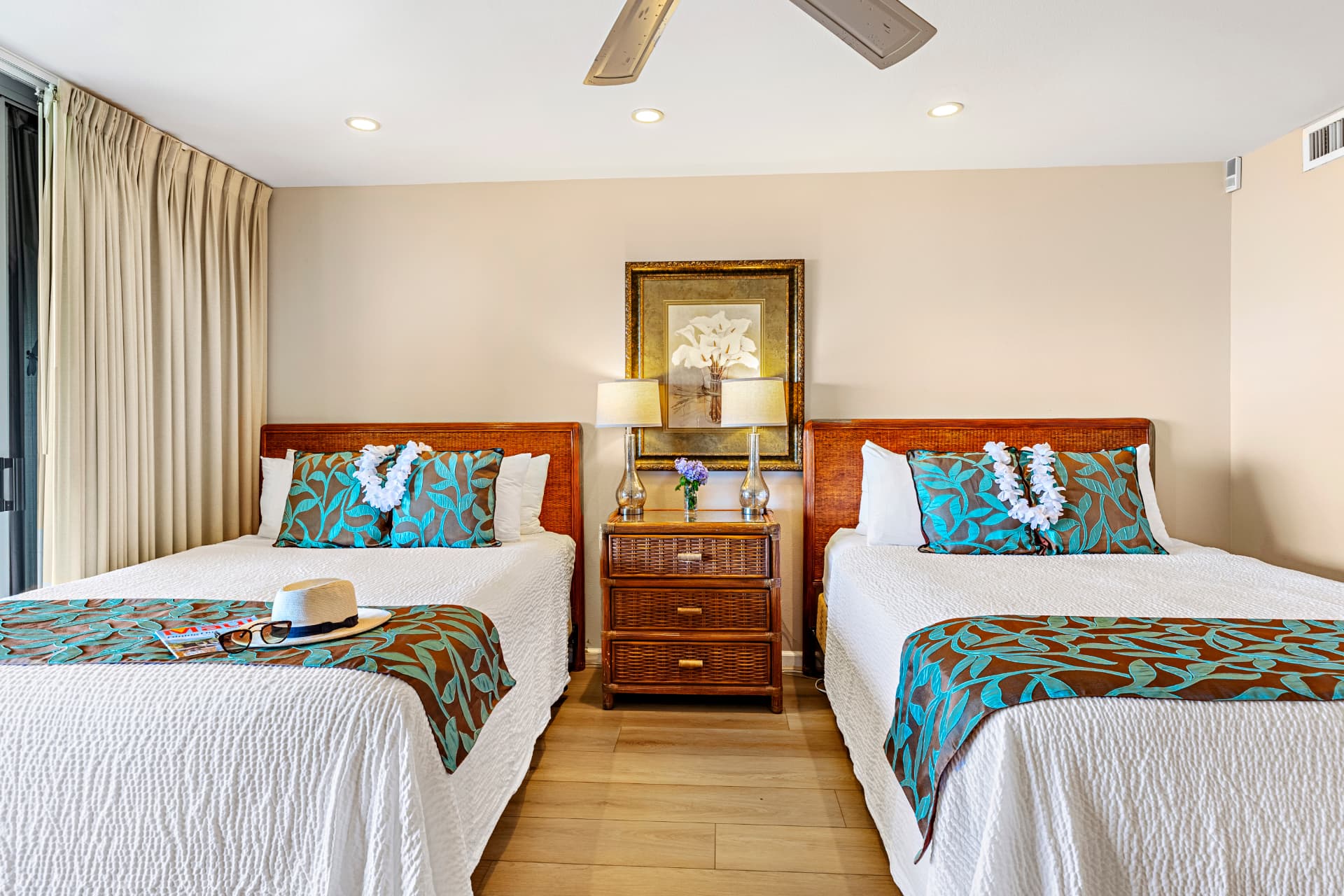 Suite F-201 bedroom with two queen beds
